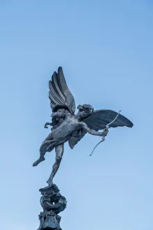 Landmarks Prints: Eros statue also known as Anteros, Piccadilly Circus, London, England, Uk