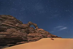 Starry Sky Prints: Erosion landscape in Tassili du Hoggar at night - Algeria, Tassili Hoggar