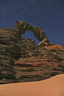 Erosion landscape in Tassili du Hoggar at night - Algeria, Tassili Hoggar