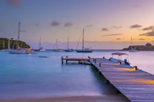 Jetties Prints: Escape to paradise with this breathtaking photograph of Galleon Beach at dusk in Freemans Bay