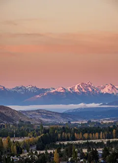 Esquel at sunrise, elevated view, Chubut Province, Patagonia, Argentina