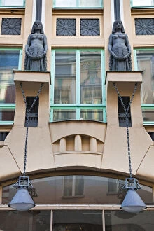 Estonia, Tallinn, Art Nouveau-Jugendstil building detail
