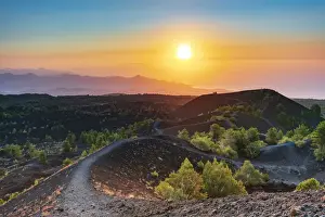 Etna Prints: Etna volcano, Sicily. Sun rising on the craters in the nortern part of the Etna Volcano