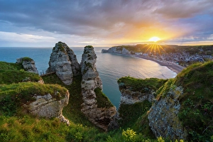 English Channel Prints: Etretat at sunrise, Octeville sur Mer, Le Havre, Seine Maritime, Normandy, France