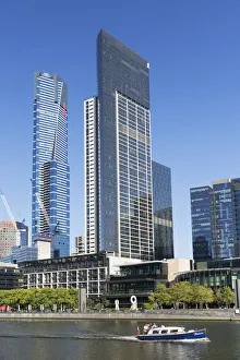 Eureka Tower and skyline along Yarra River, Melbourne, Victoria, Australia