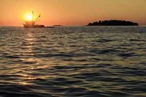 Rovinj Prints: Europe, Balkan, Croatia, Istria, Rovinj, sunset over the adriatic sea