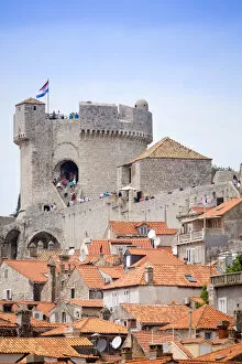 Images Dated 6th August 2014: Europe, Croatia, Dalmatia, Dubrovnik, the Minceta Tower on the old city walls - part