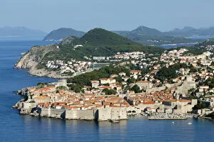 Images Dated 6th August 2014: Europe, Croatia, Dalmatia, Dubrovnik, elevated view of the historic centre of town