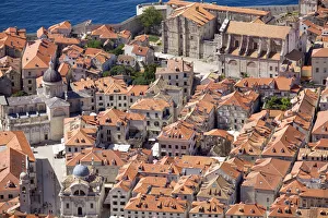 Images Dated 6th August 2014: Europe, Croatia, Dalmatia, Dubrovnik, elevated view of the historic centre of town