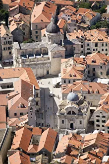 Images Dated 6th August 2014: Europe, Croatia, Dalmatia, Dubrovnik, elevated view of the historic centre of town