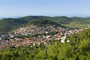 Images Dated 6th August 2014: Europe, Croatia, Dalmatia, Korcula Island, elevated view of Blato town