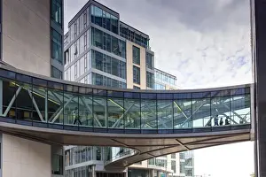 Europe, Dublin, Ireland, Google company building with elevated footpath