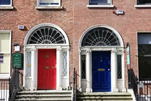 Buidlings Prints: Europe, Dublin, Ireland, Merrion Square colored doors