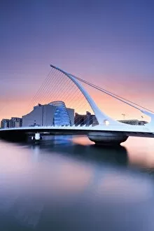 Architecture Collection: Europe, Dublin, Ireland, Samuel Beckett bridge by night