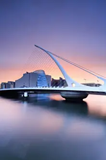 Europe, Dublin, Ireland, Samuel Beckett bridge by night