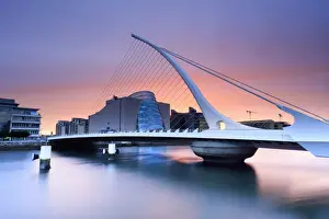 Europe, Dublin, Ireland, Samuel Beckett bridge by night