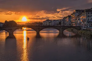 Arno Prints: Europe, European, Italy, italian, Tuscany, Florence, sunset at Arno river