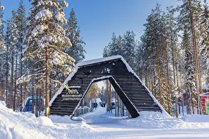 Freeze Prints: Europe, Finland, entrance of an hotel in Santa Claus village near Rovaniemi