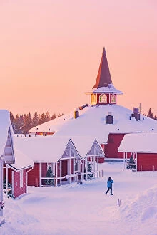 Finland Gallery: Europe, Finland, a tourist visiting Santa Claus village in Rovaniemi