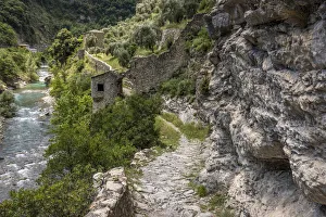 Europe, France, Breil sur Roya. The southern entrance in the village from the footpath