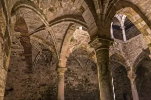 Cannes Prints: Europe, France, Cote D Azur. Inside the fortified monastery of Saint-Honorat near