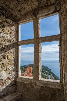 Cote Dazur Prints: Europe, France, Cote D'Azur. View from a window of the castle of Roquebrune