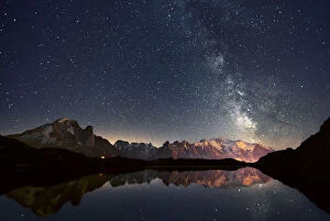 Aguille Verte Gallery: Europe, France, Haute Savoie, Chamonix Mont Blanc - Cheserys lake and the Mont Blanc