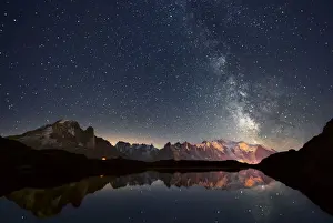 Europe, France, Haute Savoie, Chamonix Mont Blanc - Cheserys lake and the Mont Blanc