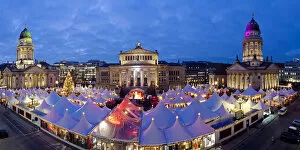 Shopping Gallery: Europe, Germany, Berlin, traditional Christmas Market at Gendarmenmarkt - elevated