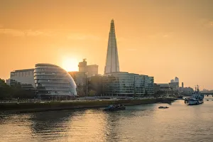 City Hall Prints: Europe, Great Britain, England, London, the Thames, Shard, City Hall and Thames Path