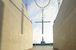 Images Dated 14th September 2017: Europe, Iberia, Portugal, Ribatejo, Fatima catholic sanctuary, huge rosary sculpture