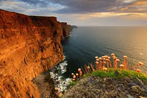 Europe, Ireland, Clare county, Cliffs of Moher at sunset