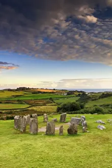 Europe, Ireland, Cork county, Drombeg stone circle at sunset