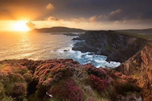 Europe, Ireland, Portmagee cliffs at sunset along the Ring of Kerry Europe, Ireland, Portmagee cliffs at sunset along the Ring of Kerry