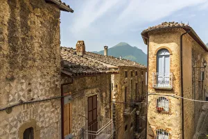 europe, Italy, the Abruzzi. Civitella del Tronto. View of a street with a particular europe, Italy, the Abruzzi. Civitella del Tronto. View of a street with a particular