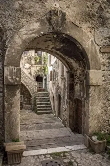 europe, Italy, the Abruzzi. the entrance to a building in Santo Stefano di Sessanio