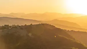 europe, Italy, the Abruzzi. Sunset seen from the little village of Gioia Vecchio in