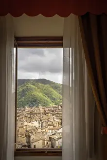 Southern Italy Prints: Europe, Italy, Abruzzo. The ancient town of Scanno in the mountains