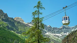 Cablecar Prints: Europe, Italy, Aosta Valley. A cablecar in Valtounenche near to Cervinia in the Matterhorn area
