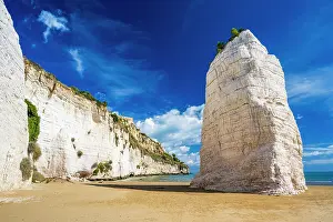 Gargano Prints: Europe, Italy, Apulia. The beach of Vieste and the famous white cliffs