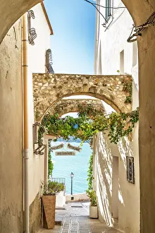 Gargano Prints: Europe, Italy, Apulia. A narrow street in the small town of Vieste on the Gargano Peninsula