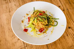 Pasta Prints: europe, Italy, Apulia. Salento, spaghetti with vegetables