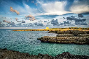 Ostuni Prints: Europe, Italy, Apulia. Sunset at the beach of Torre Pozzella near Ostuni