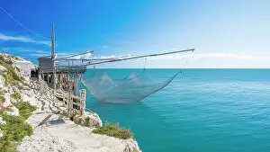 Gargano Prints: Europe, Italy, Apulia. A traditional fishing trabucco near Vieste