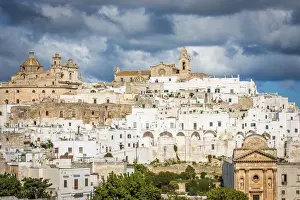 Apulia Prints: europe, Italy, Apulia. View of the historic center of the town Ostuni
