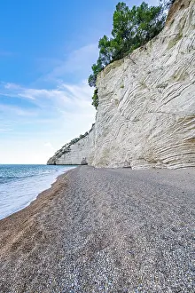 Gargano Prints: Europe, Italy, Apulia. Vignanotica beach near Vieste and its white cliffs