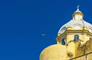 Borgo Prints: Europe, Italy, Campania. The church Santa Maria in Procida in Marina Corricella