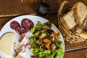 Europe, Italy, Campania. Mixed starters in the organic restaurant Fore Porta in Amalfi