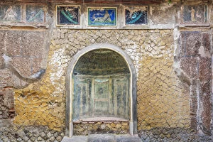Europe, Italy, Campania. Wall paintings inside a villa of Herculaneum