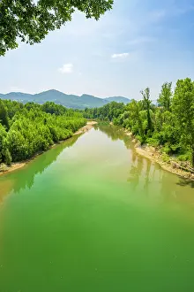 River Bank Prints: europe, Italy, Emilia-Romagna, The river Reno, where the Via degli dei passes nearby
